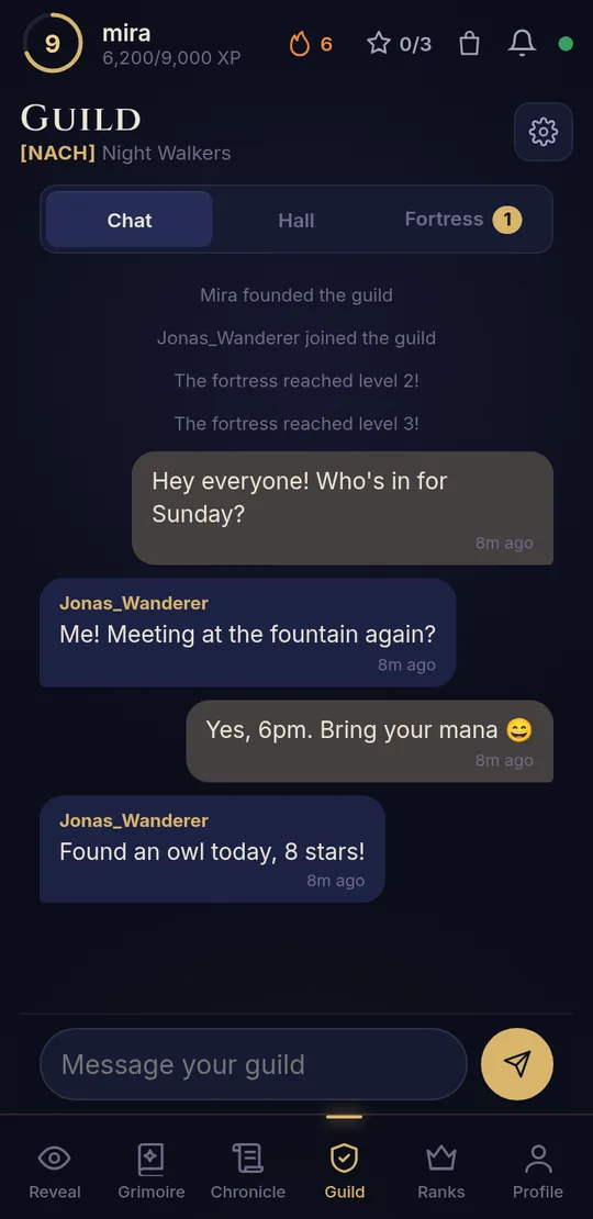 Guild chat in Lenswalker